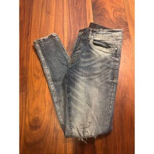 Jordan Craig Men’s Blue Faded Ripped Knees Skinny Jeans Light Washed Size 32/32